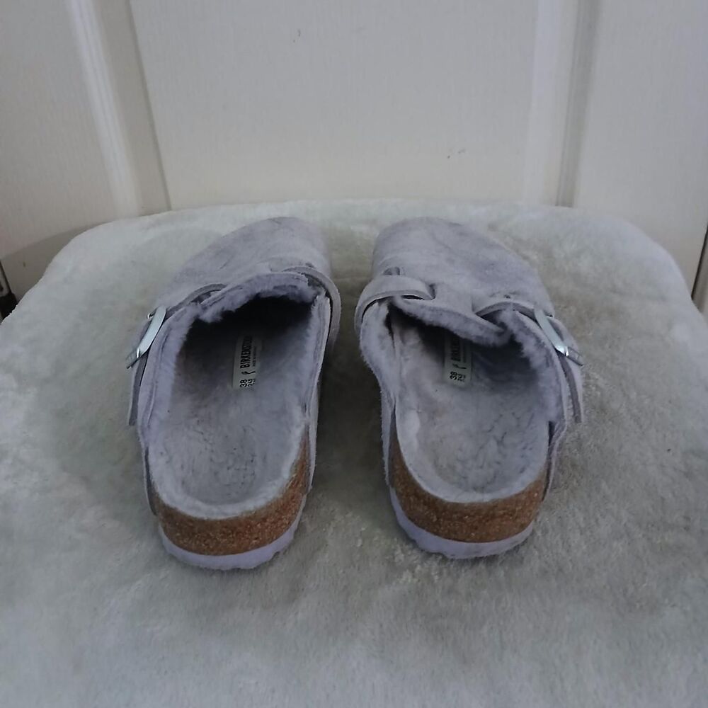 Rare Birkenstock Boston Light Purple Shearling Suede Clogs 38 Narrow Gorpcore - Picture 5 of 8